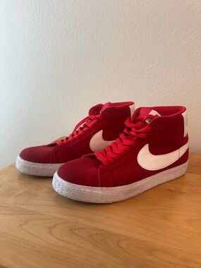 Nike Red High-Top Sneakers with White Swoosh Accent